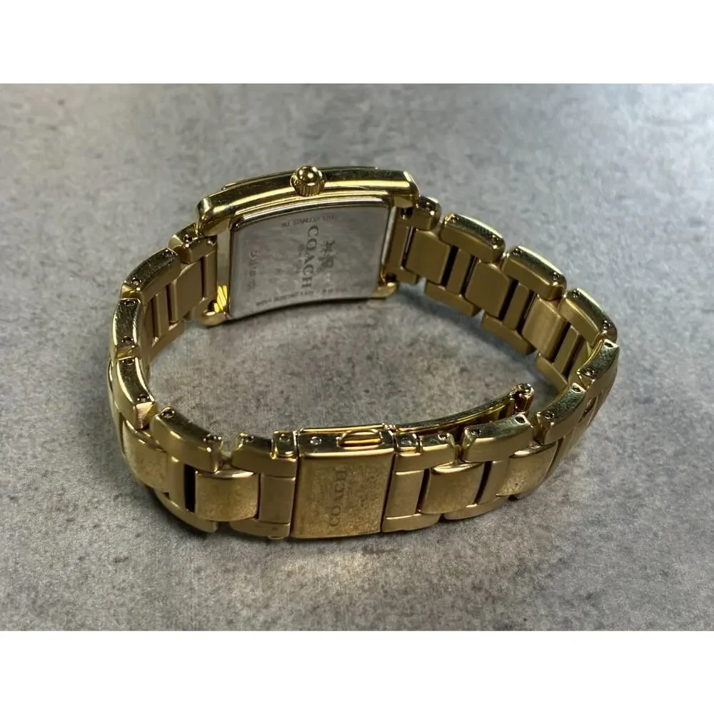 Coach Women's Gold Tone Thompson Tank Watch 24mm GP Stainless Steel 6.5